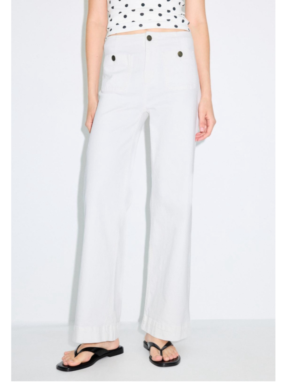 Stradivarius Khaki Cotton Blend Wide Leg Pants Size 8